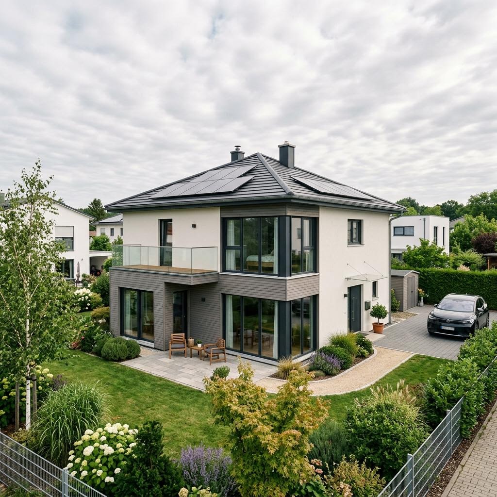 Einfamilienhaus Carré 131 des Herstellers Albert Haus als Fertighaus mit Zeltdach