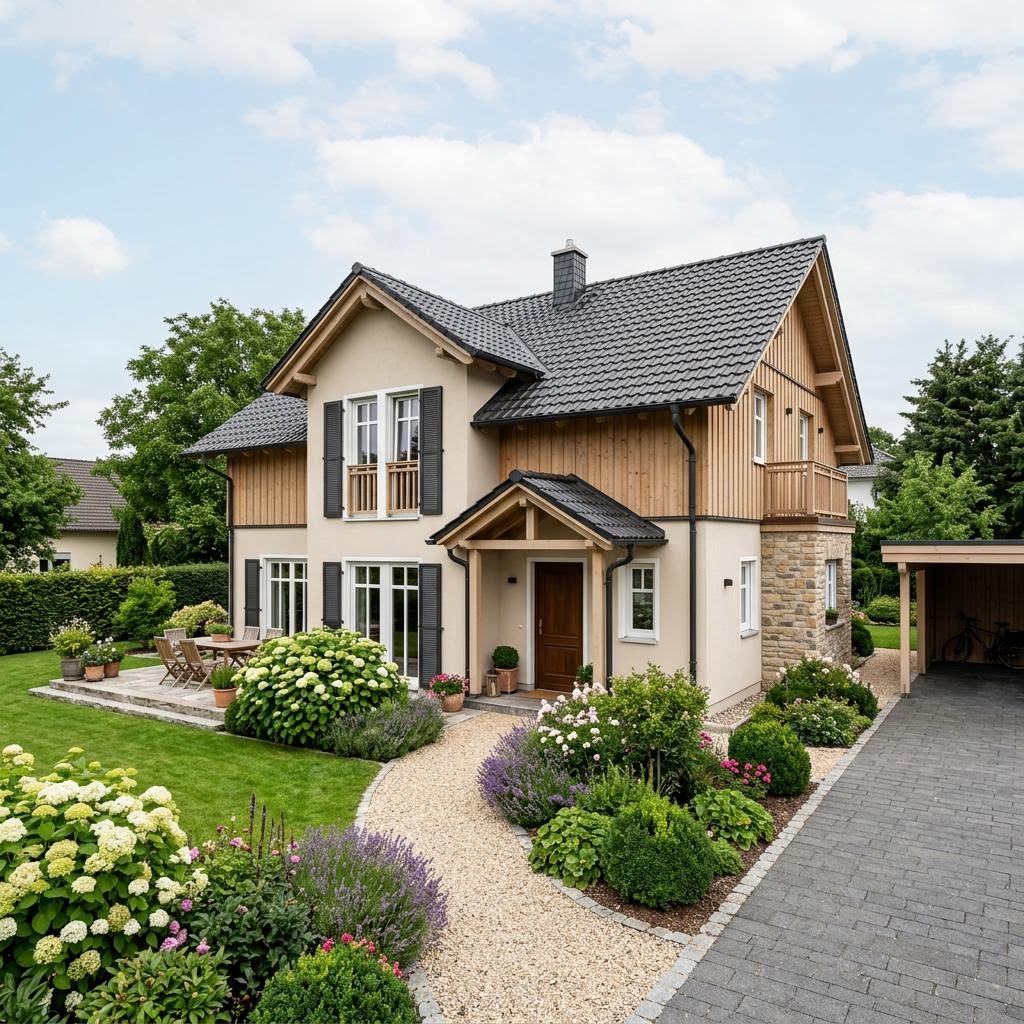 Landhaus Landidyll 148 des Herstellers Albert Haus — in Holztafelbauweise, rund 148 m²
