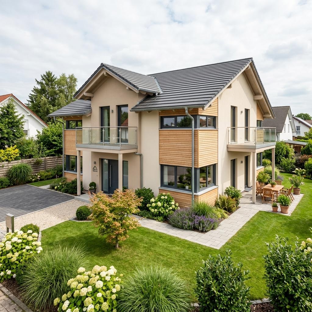 Mehrgenerationenhaus Generation 165 des Herstellers Albert Haus — in Holztafelbauweise, rund 165 m²