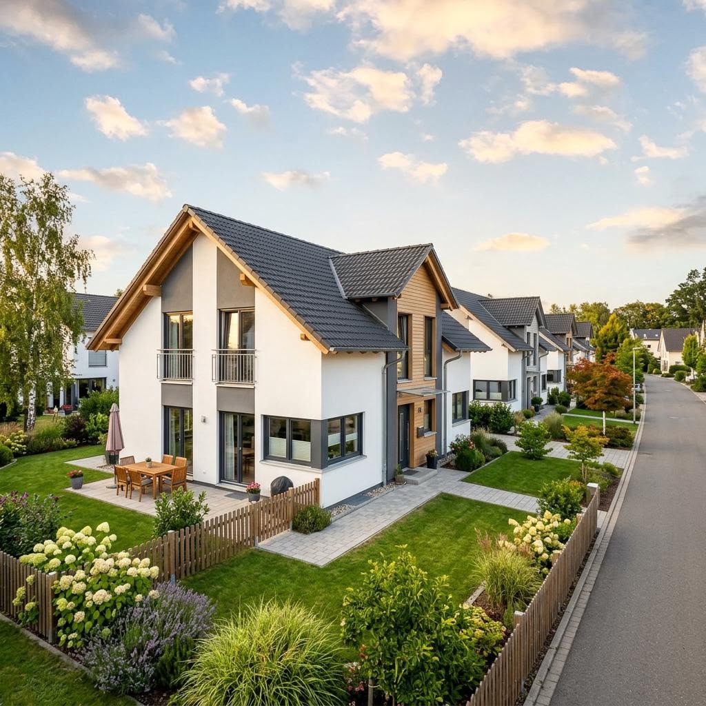 Reihenhaus Reihenendhaus RowLine R136 des Herstellers allkauf haus mit Satteldach und 136 m² Wohnfläche
