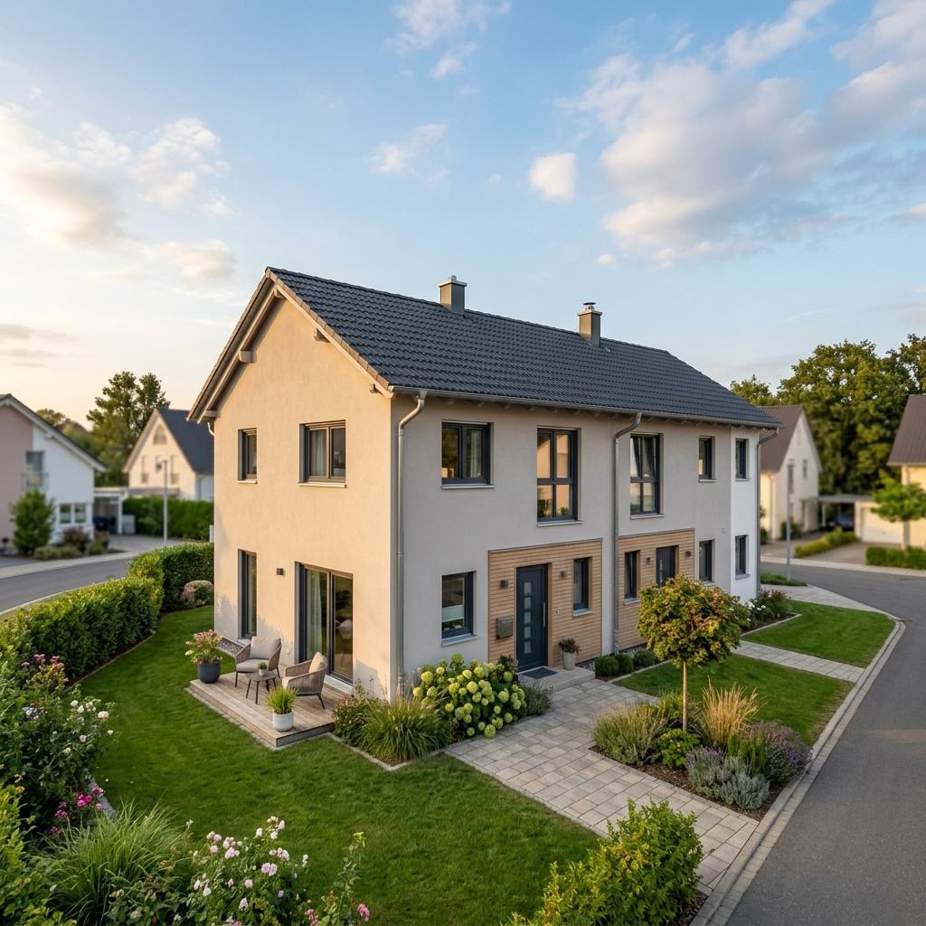 Reihenhaus Reihenmittelhaus RowLine R110 des Herstellers allkauf haus mit Satteldach und 110 m² Wohnfläche
