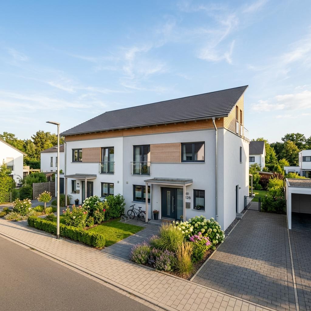 Reihenhaus Reihenmittelhaus RowLine R124 des Herstellers allkauf haus mit Pultdach und 124 m² Wohnfläche