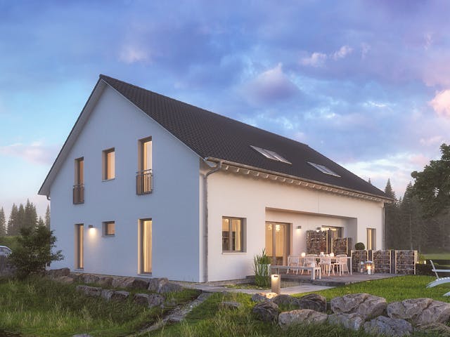 Ausbauhaus TwinStyle 15.01 S des Herstellers massa haus — Doppelhaus mit 136 m² für Eigenleister