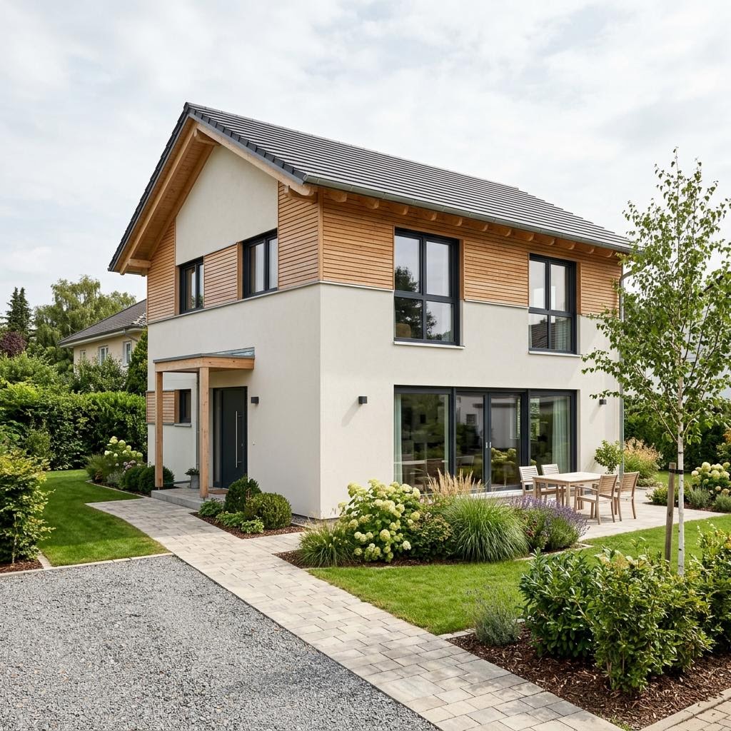 Ausbauhaus Eigenheim Ausbau 128 des Herstellers Bärenhaus mit Satteldach — Fertighausmodell mit rund 128 m² für Eigenleister