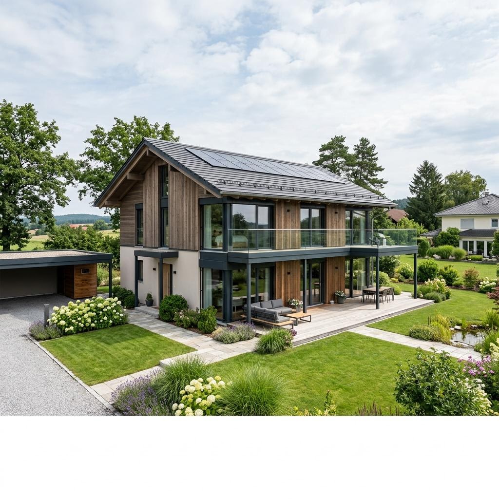 Luxusvilla & Designerhaus Haus Alpenchic des Herstellers Baufritz — in Holztafelbauweise, rund 214 m²