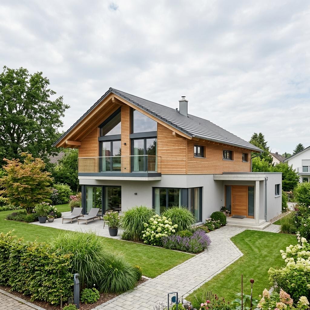 Luxusvilla & Designerhaus Haus Fischer des Herstellers Baufritz — in Holztafelbauweise, rund 178 m²