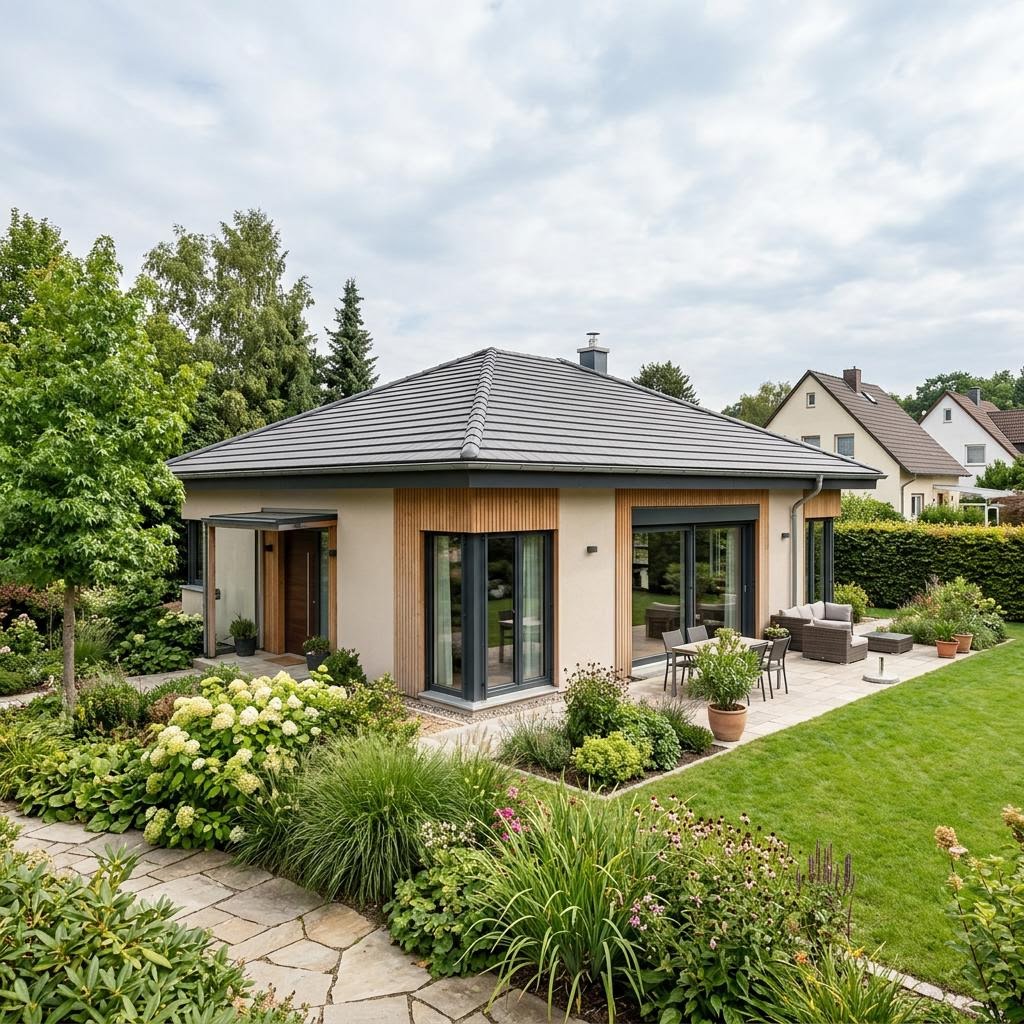 Bungalow Lumina 130 des Herstellers Bien-Zenker mit Walmdach — lichtdurchfluteter Bungalow mit 130 m²