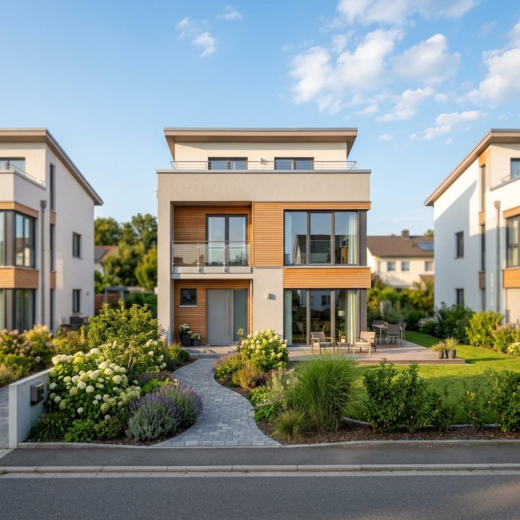 Reihenhaus Reihenmittelhaus Concept R108 des Herstellers Bien-Zenker mit Flachdach und 108 m² Wohnfläche