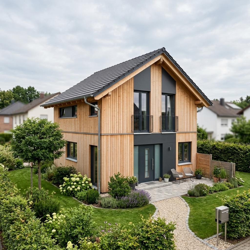 Singlehaus Uno 88 des Herstellers Bien-Zenker mit Satteldach — platzsparendes Fertighaus mit Galerie und 88 m²