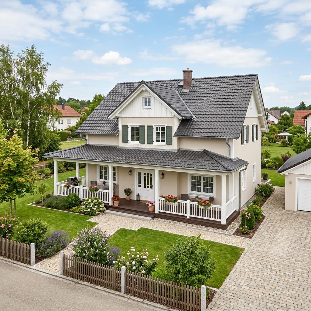 Landhaus Vermont 158 des Herstellers Bostonhaus — Fertighaus im US-Stil mit Satteldach und 158 m²