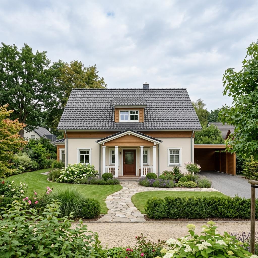 Amerikanisches Haus Salem 136 des Herstellers Bostonhaus im Cape-Stil mit Dachgauben