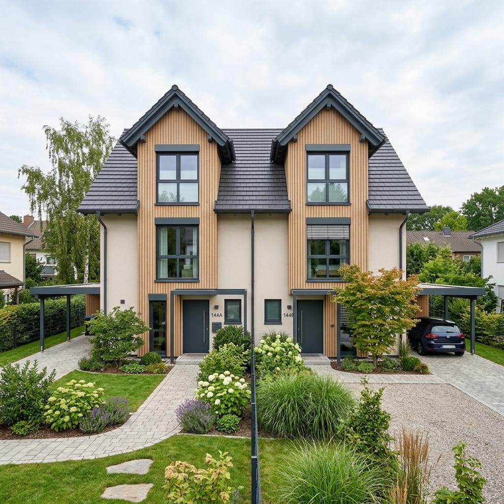 Doppelhaus Doppelhaus Allee 144 des Herstellers Büdenbender Hausbau — Zwerchdach, 144 m²