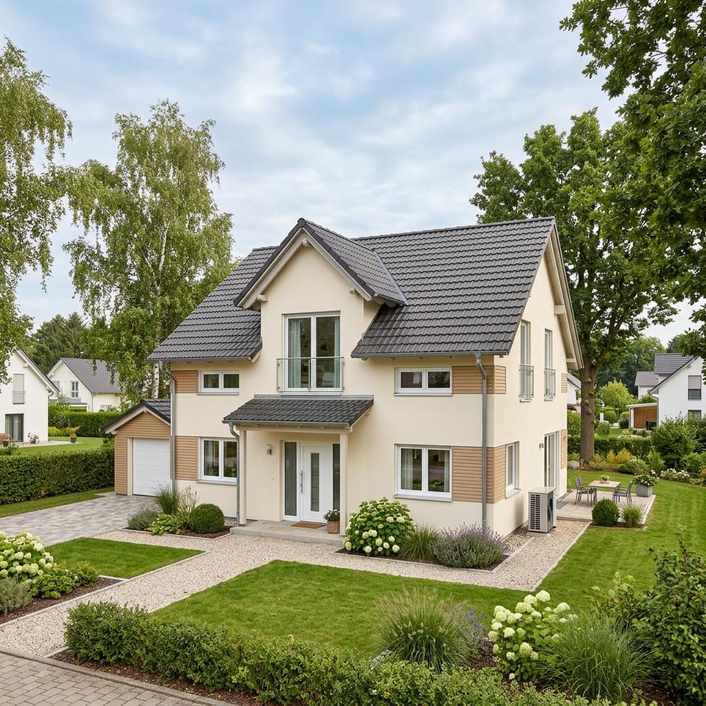 Einfamilienhaus Familienhaus Zwerch 138 des Herstellers Büdenbender Hausbau mit Zwerchdach — 138 m²