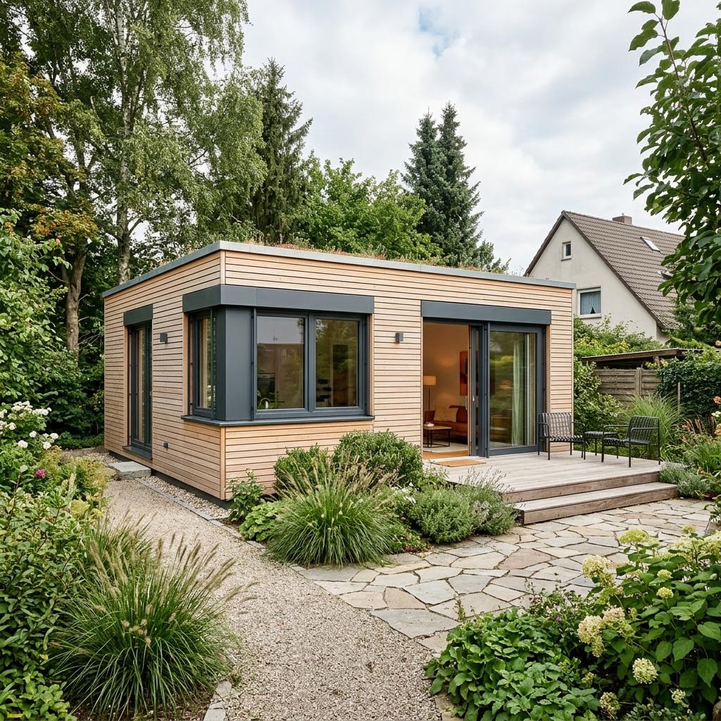 Aufstockung Aufstockung Modul 34 des Herstellers CABIN ONE — leichtes Holzmodul zur Dachaufstockung mit Flachdach und 34 m²