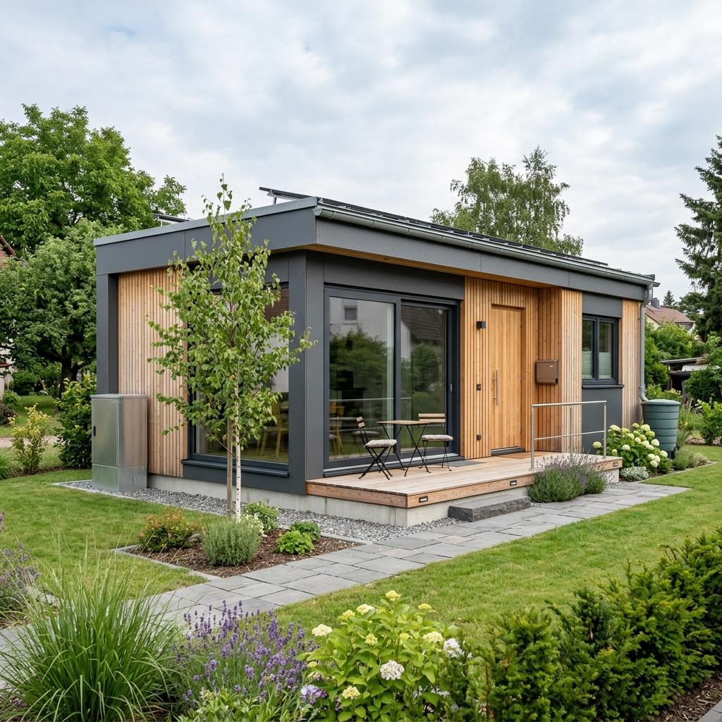 Tiny House Tiny Work 30 des Herstellers CABIN ONE — Holzmodul-Minihaus mit Homeoffice, Flachdach und 30 m²