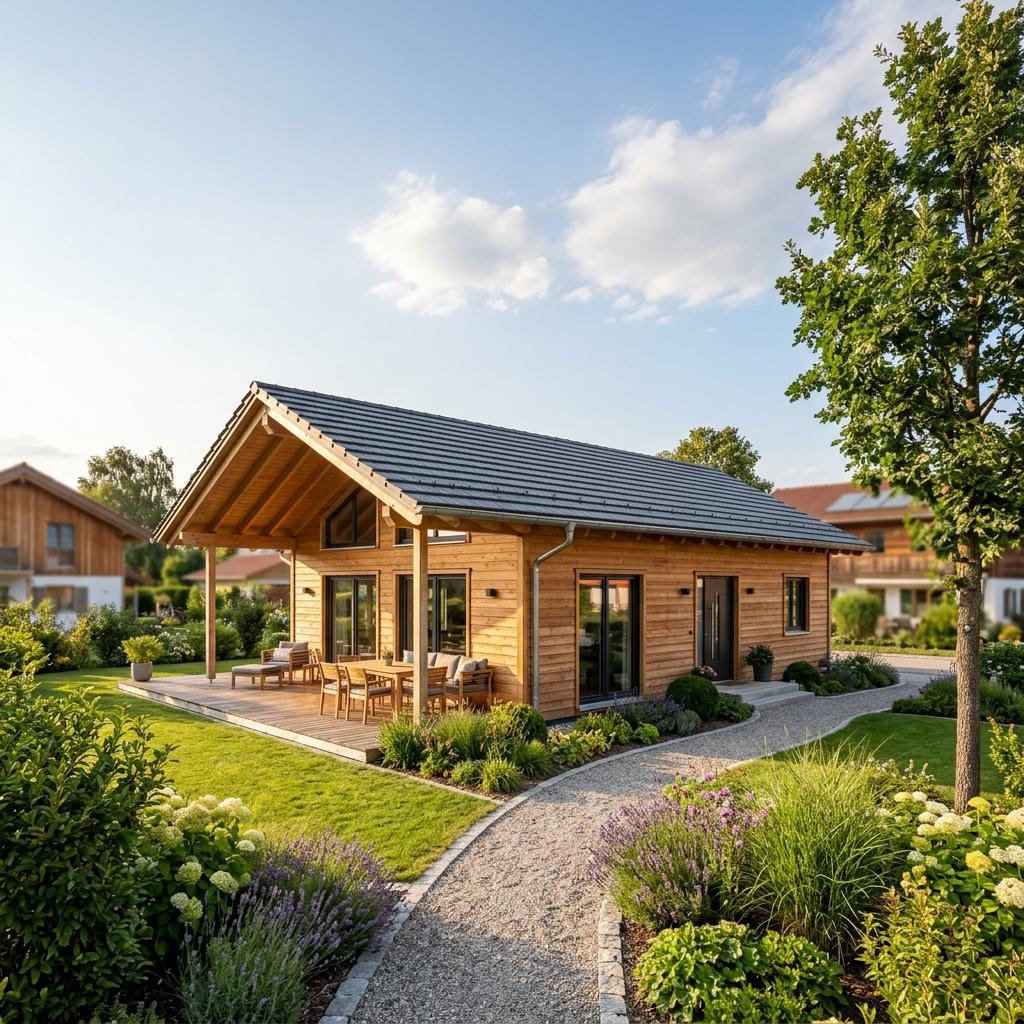Chalet Chalet Hochfelln des Herstellers Chiemgauer Holzhaus mit Satteldach und Holzfassade