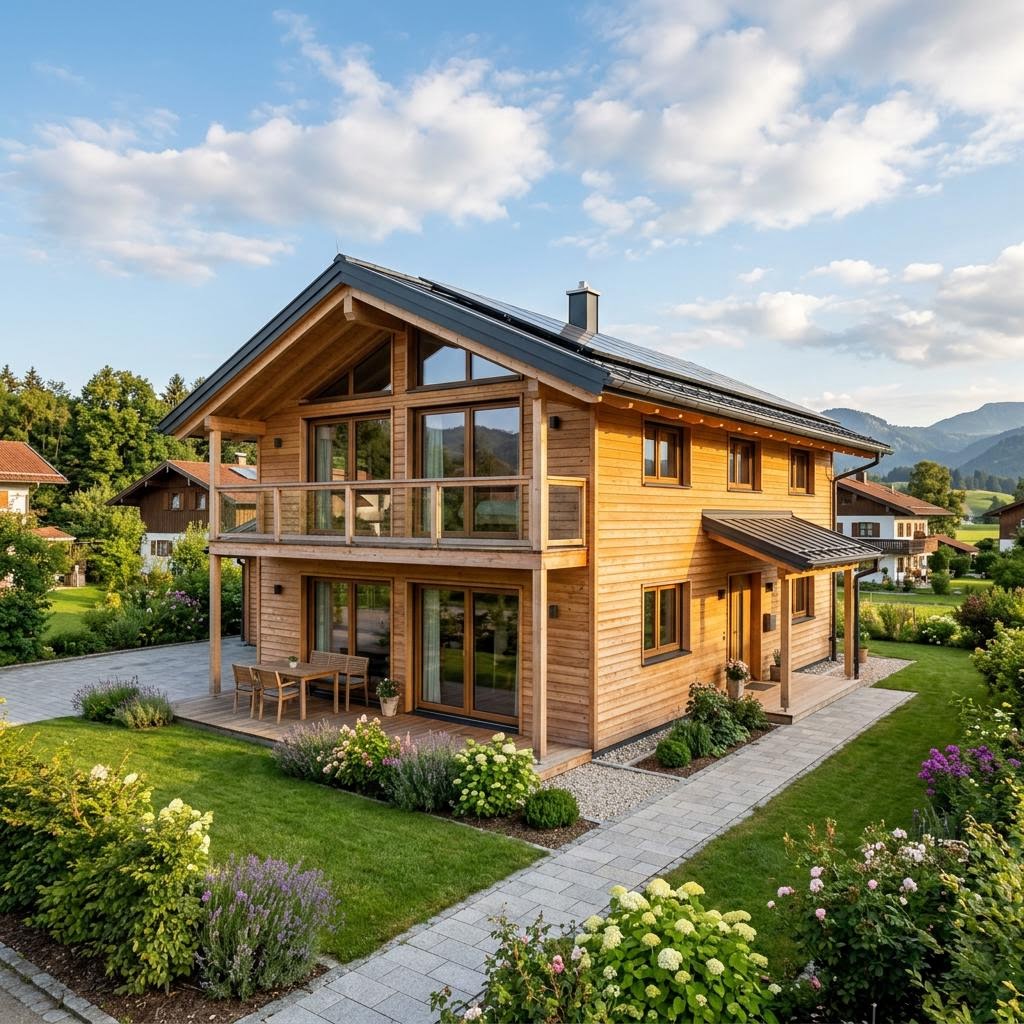 Chalet Chalet Hochgern des Herstellers Chiemgauer Holzhaus mit Satteldach und Holzfassade