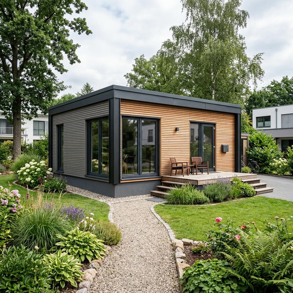 Tiny House Cube 45 des Herstellers conliving — Holzmodulbau mit 45 m²