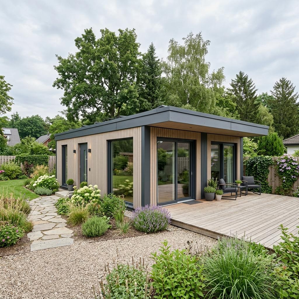 Containerhaus Containerhaus komfort 48 des Herstellers Rospen — Stahl-Raummodul mit Flachdach und 48 m²
