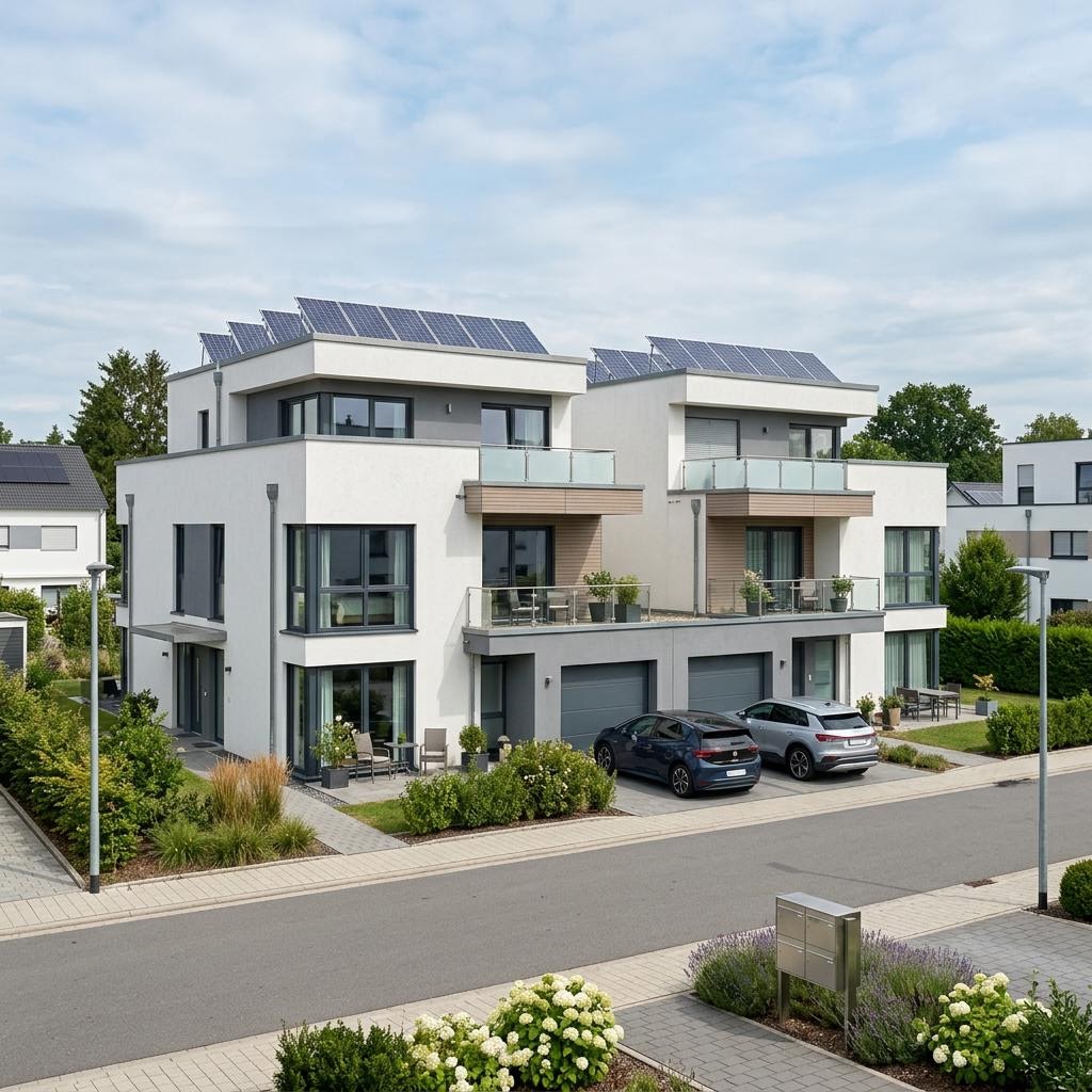 Doppelhaus 144 des Herstellers Hanse Haus — zeitgemäße Doppelhaushälfte mit Flachdach und 138 m²