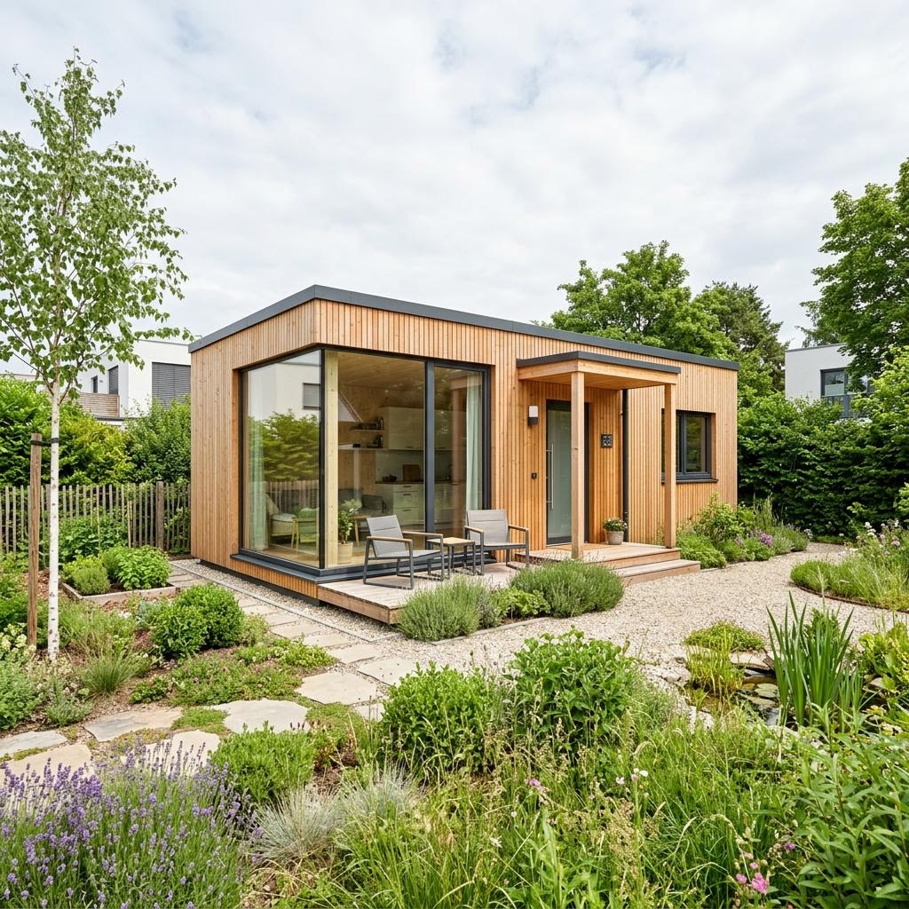 Tiny House Tiny Cube 33 des Herstellers Dwellii House — modulares Minihaus mit Flachdach und 33 m²
