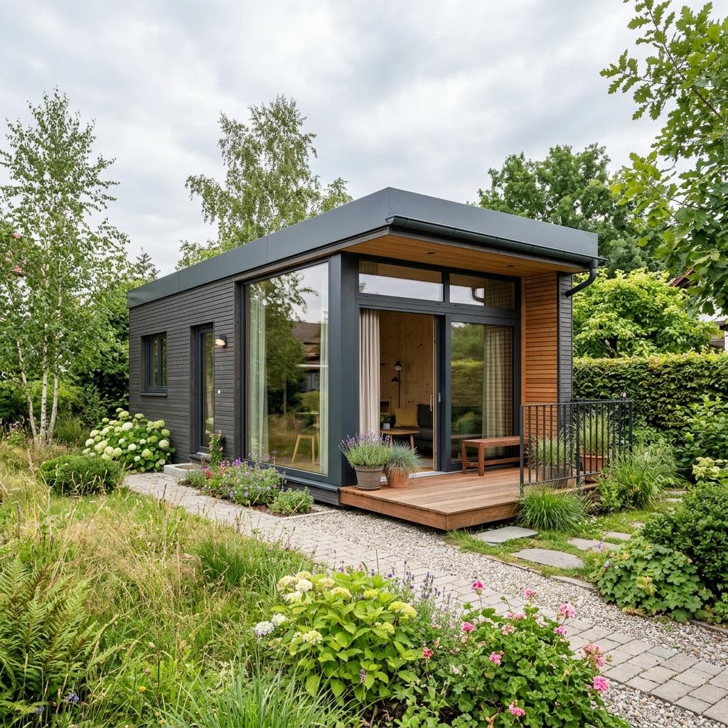 Tiny House Tiny Garden 25 des Herstellers Dwellii House — Gartenhaus mit Wohnqualität, Flachdach und 25 m²