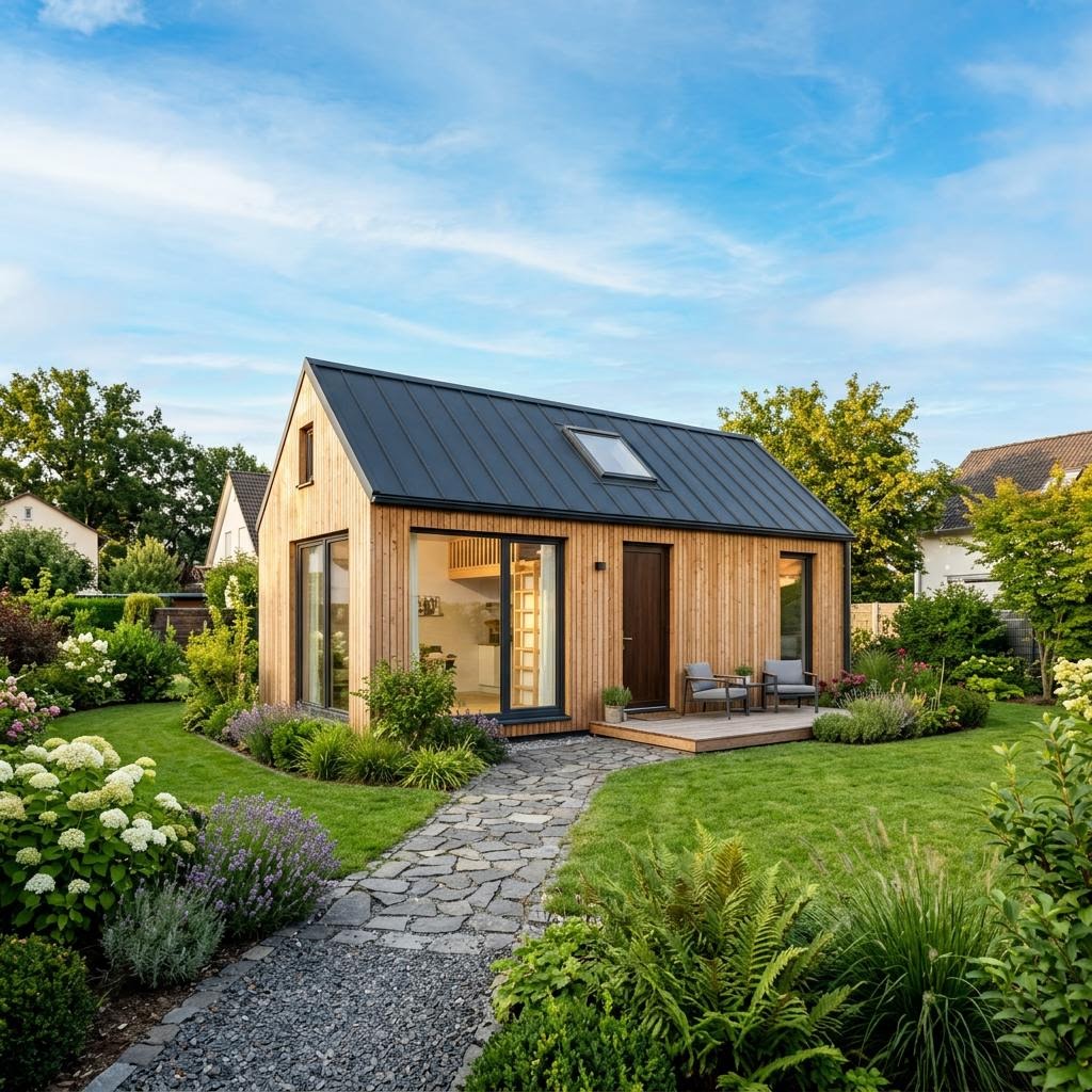 Tiny House Loft 34 des Herstellers dwellii-house mit Satteldach und Schlafempore