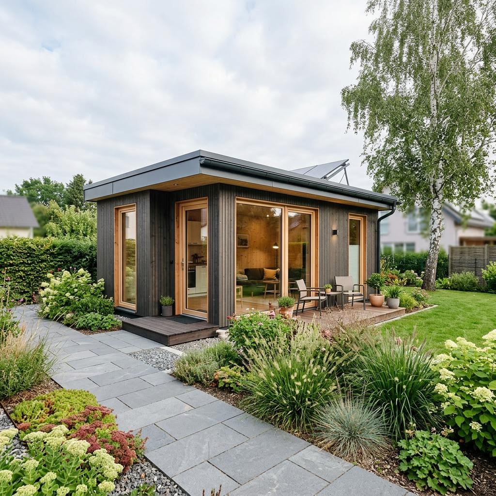 Tiny House Tiny Studio 22 des Herstellers Dwellii House — platzsparendes Studio-Minihaus mit Flachdach und 22 m²