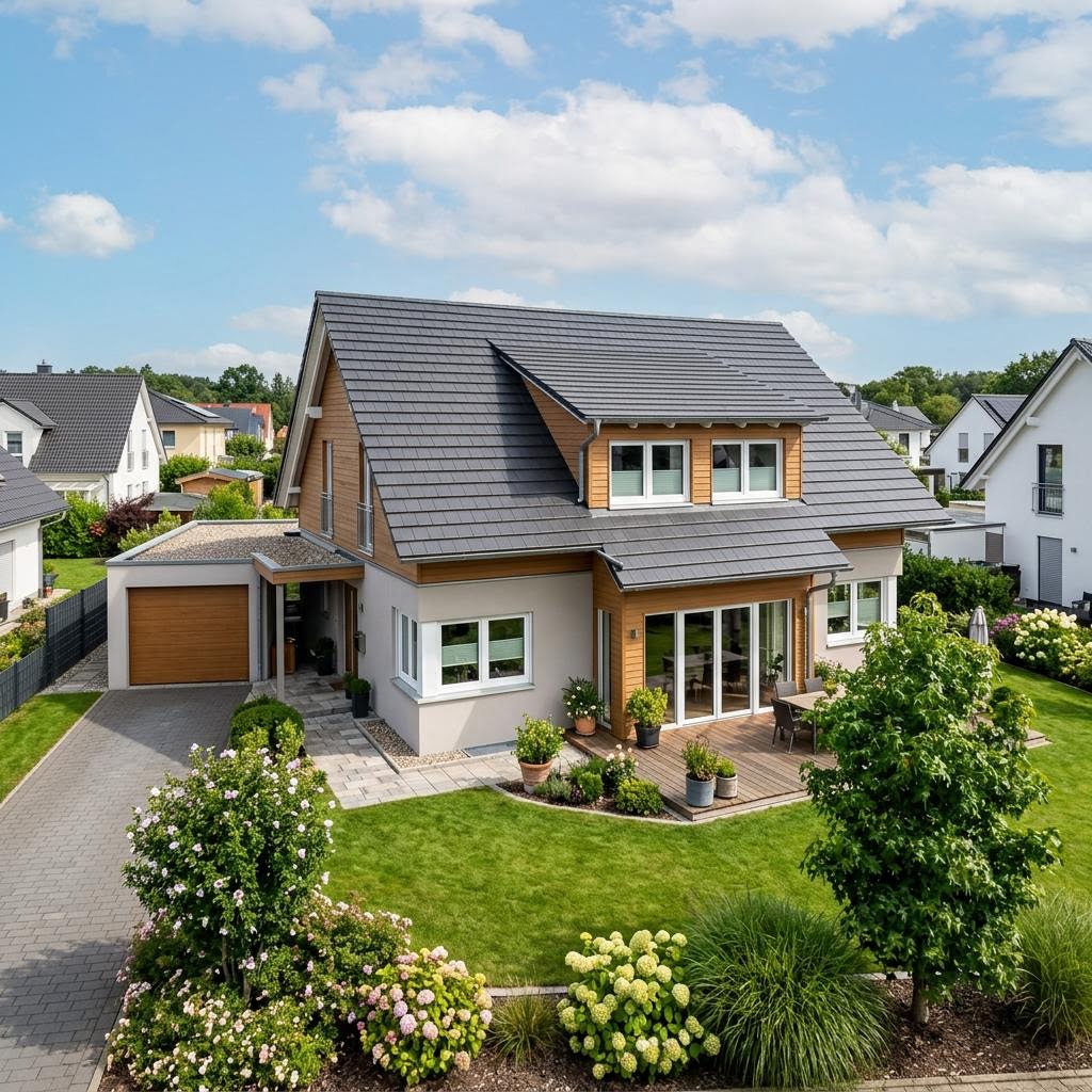 Einfamilienhaus Familienhaus Schlepp 141 des Herstellers Econ Das Haus mit Schleppdach — 141 m²