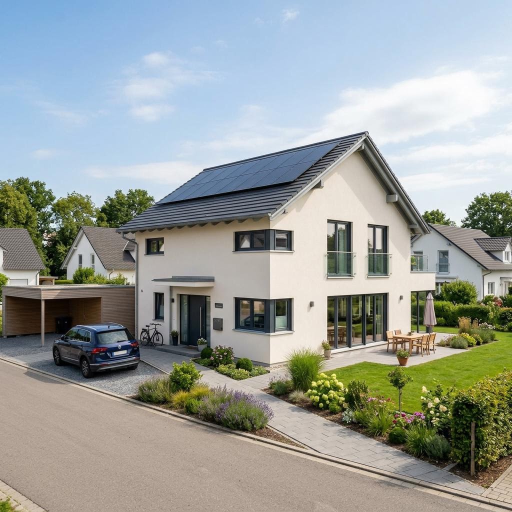 Einfamilienhaus SUNSHINE 143 V4 des Herstellers Living Haus — schlüsselfertiges Fertighausmodell mit rund Satteldach und 145 m²