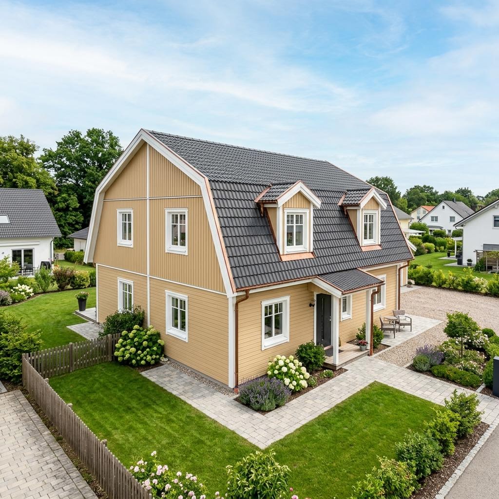 Doppelhaus Doppelhaus Norden 128 des Herstellers Eksjöhus — Mansarddach, 128 m²