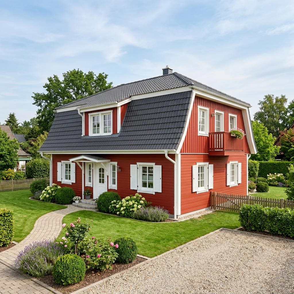 Schwedenhaus Borås 162 des Herstellers Eksjöhus — Holzhaus mit Mansarddach und 162 m²