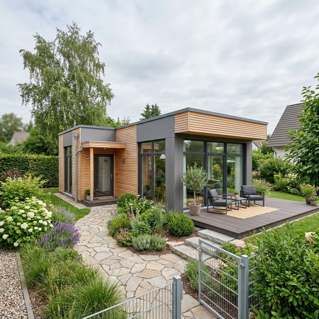 Modulhaus smart 70 des Herstellers ELK Haus — werkfertiges Holzmodulhaus mit Flachdach und 70 m²