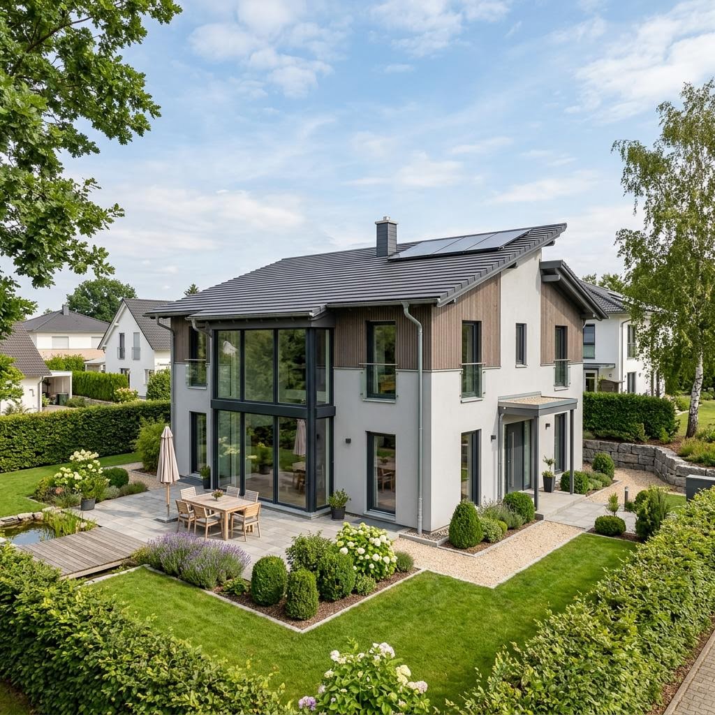Einfamilienhaus Medley VP Modern des Herstellers FingerHaus mit Versetztes Pultdach — 151 m²
