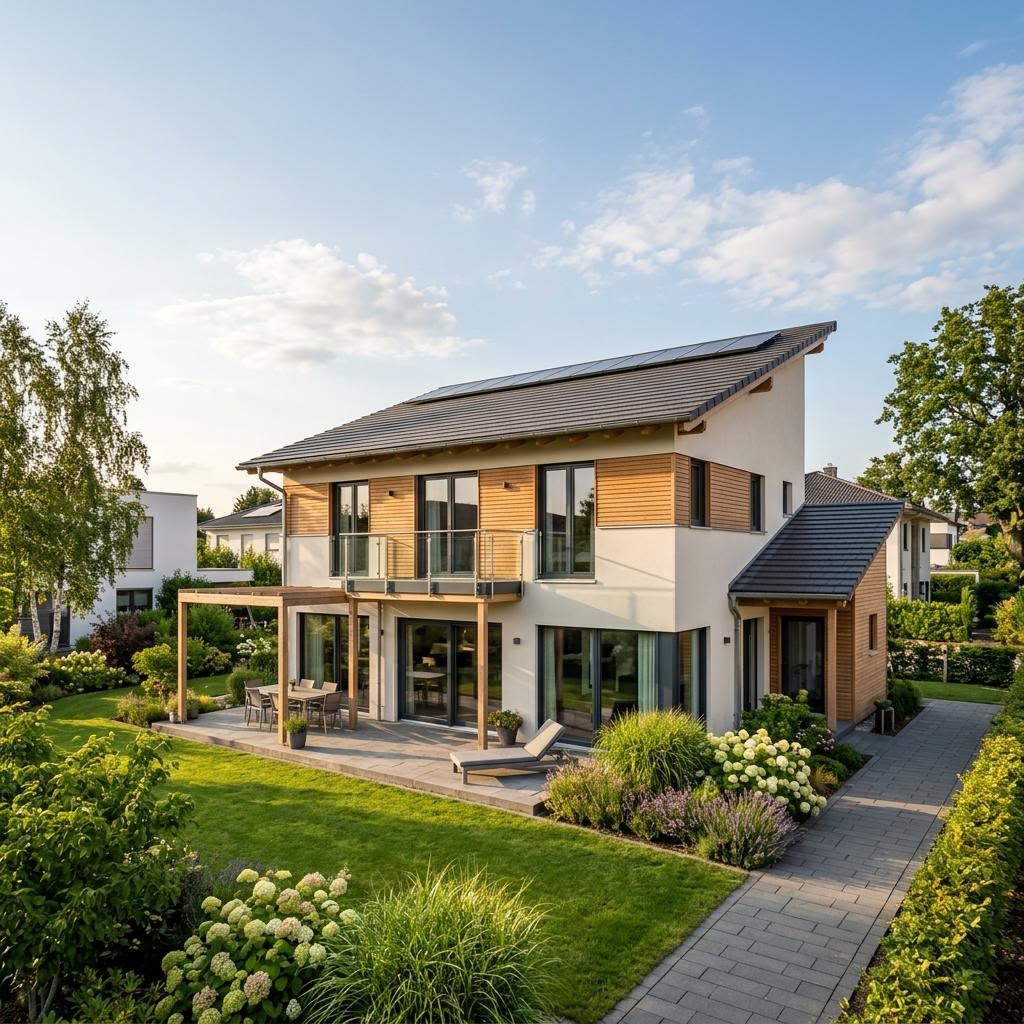 Modernes Pultdachhaus VIO 148 des Herstellers FingerHaus mit Pultdach