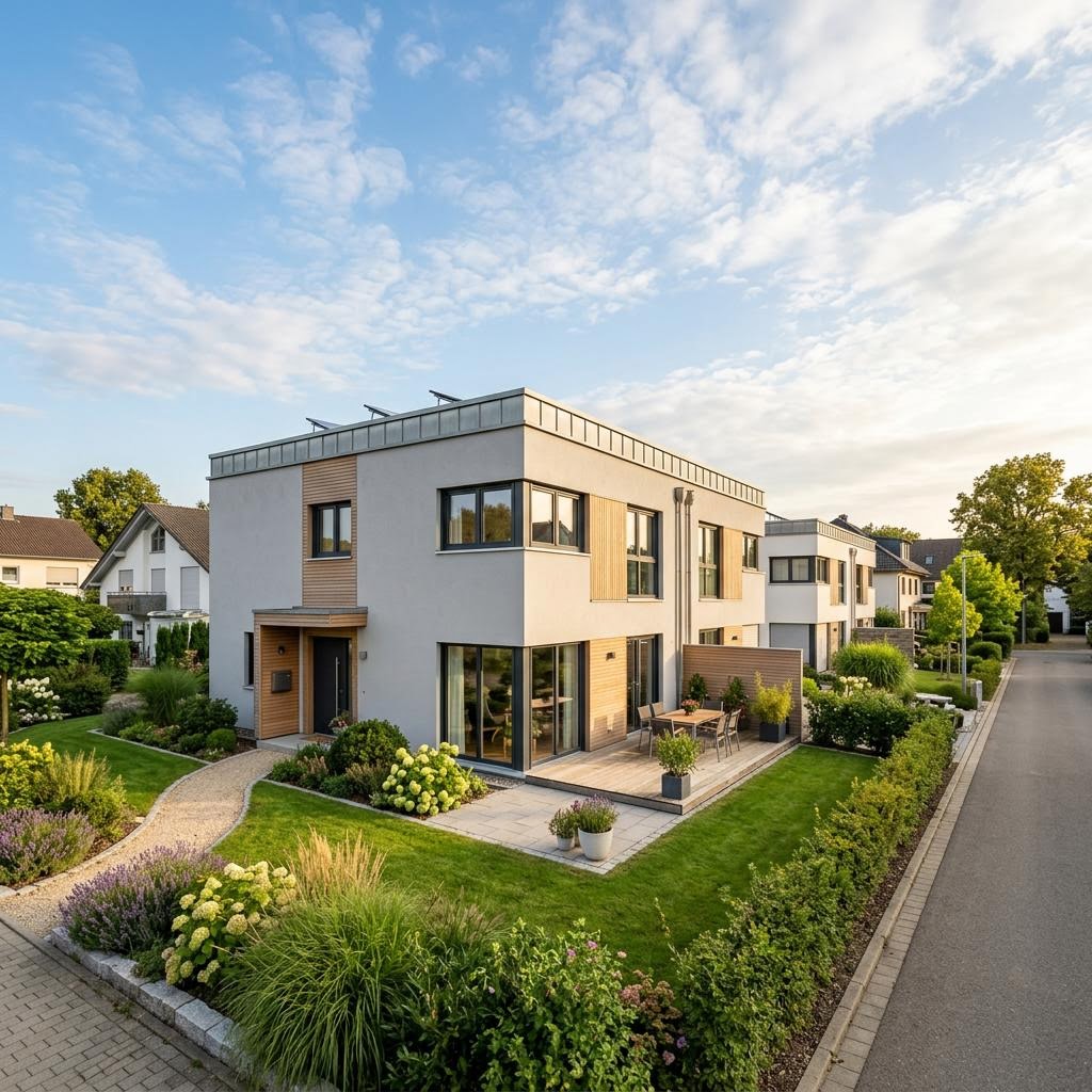 Reihenhaus Reihenendhaus Vio R150 des Herstellers FingerHaus mit Flachdach und 150 m² Wohnfläche