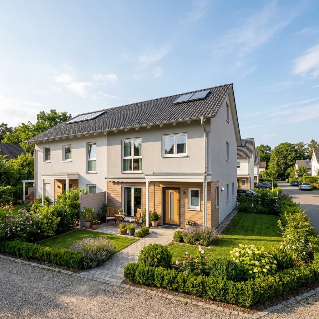 Reihenhaus Reihenmittelhaus Medley R106 des Herstellers FingerHaus mit Satteldach und 106 m² Wohnfläche