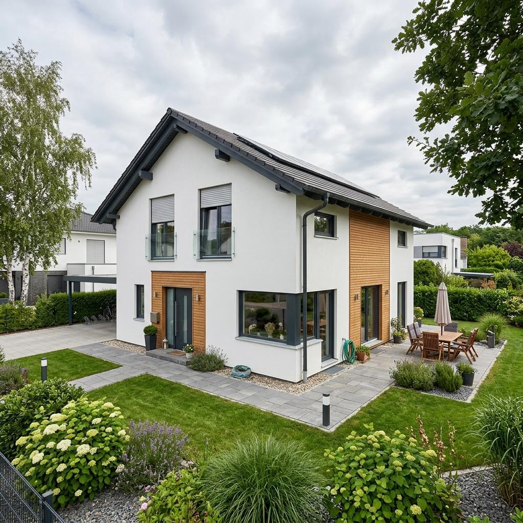 Einfamilienhaus Vio Classic 134 des Herstellers FingerHaus als Holz-Fertighaus mit Satteldach