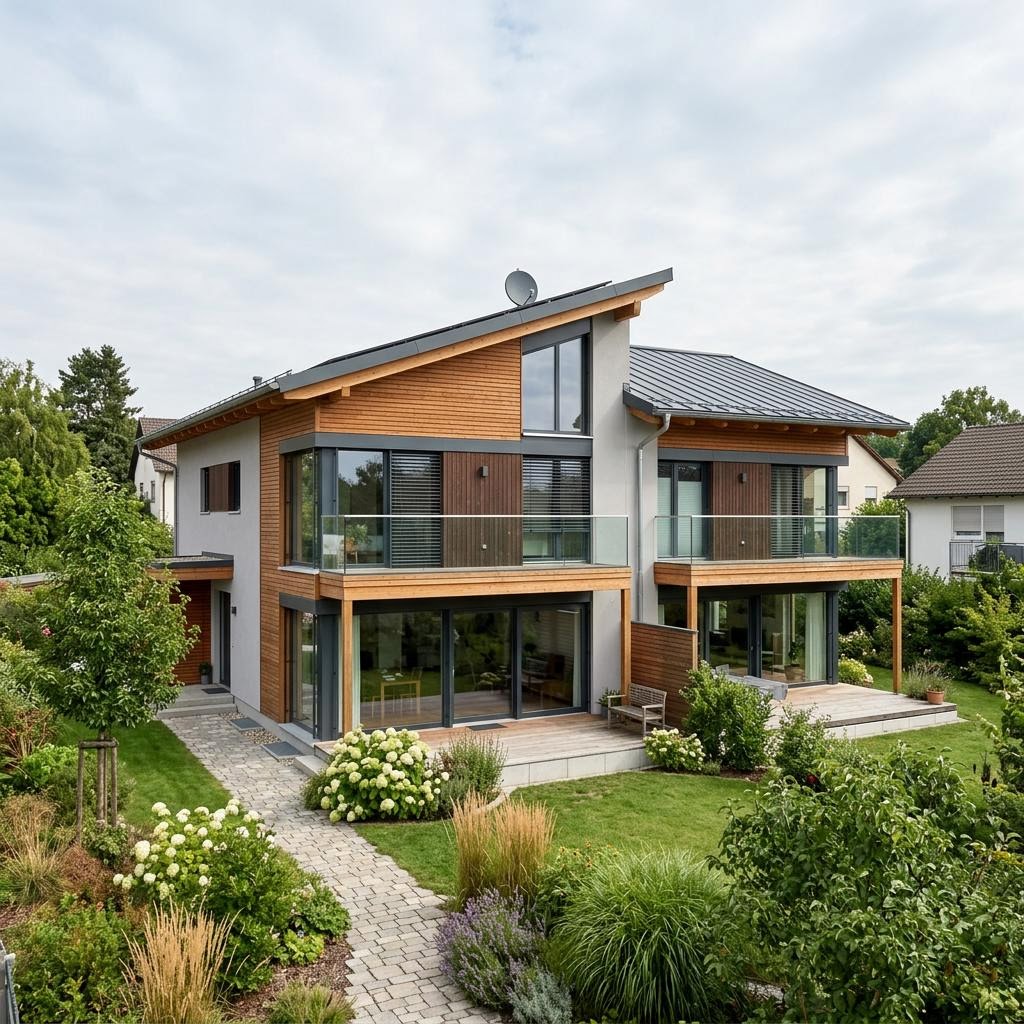 Doppelhaus Doppelhaus Panorama 150 des Herstellers FischerHaus — Pultdach, 150 m²