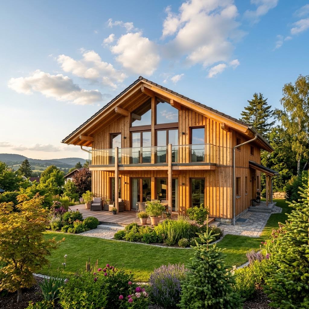 Chalet Chalet Bergli des Herstellers Fjorborg Holzhäuser mit Satteldach und Holzfassade