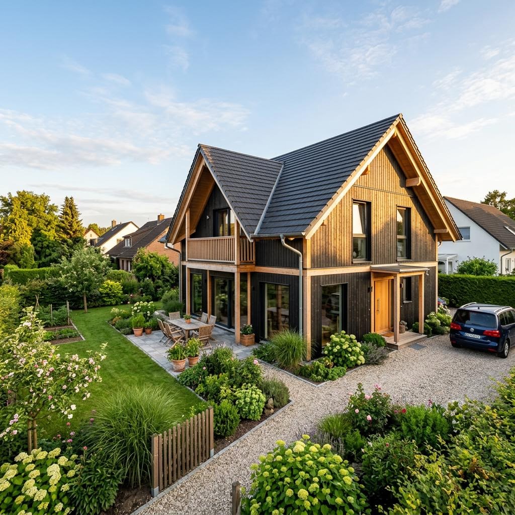 Chalet Chalet Fjäll des Herstellers Fjorborg Holzhäuser mit Satteldach und Holzfassade