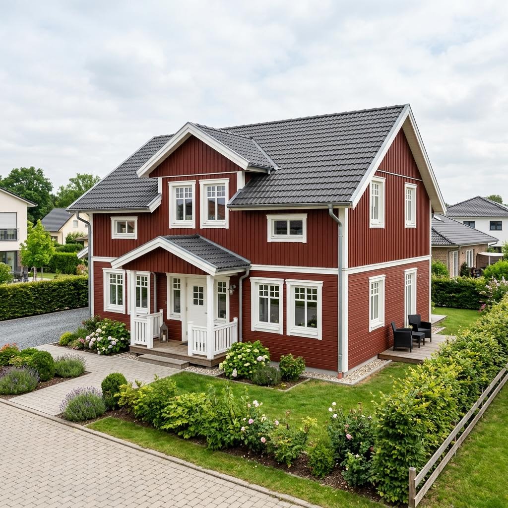 Schwedenhaus Göteborg des Herstellers Fjorborg Häuser — in Holzrahmenbauweise, rund 128 m²