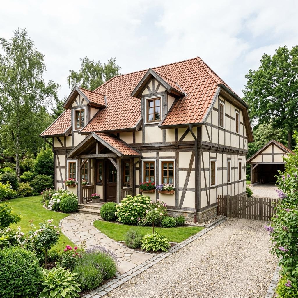 Fachwerkhaus Kate 112 des Herstellers Fuhrberger Blockhaus — Eichen-Fachwerk mit 112 m²