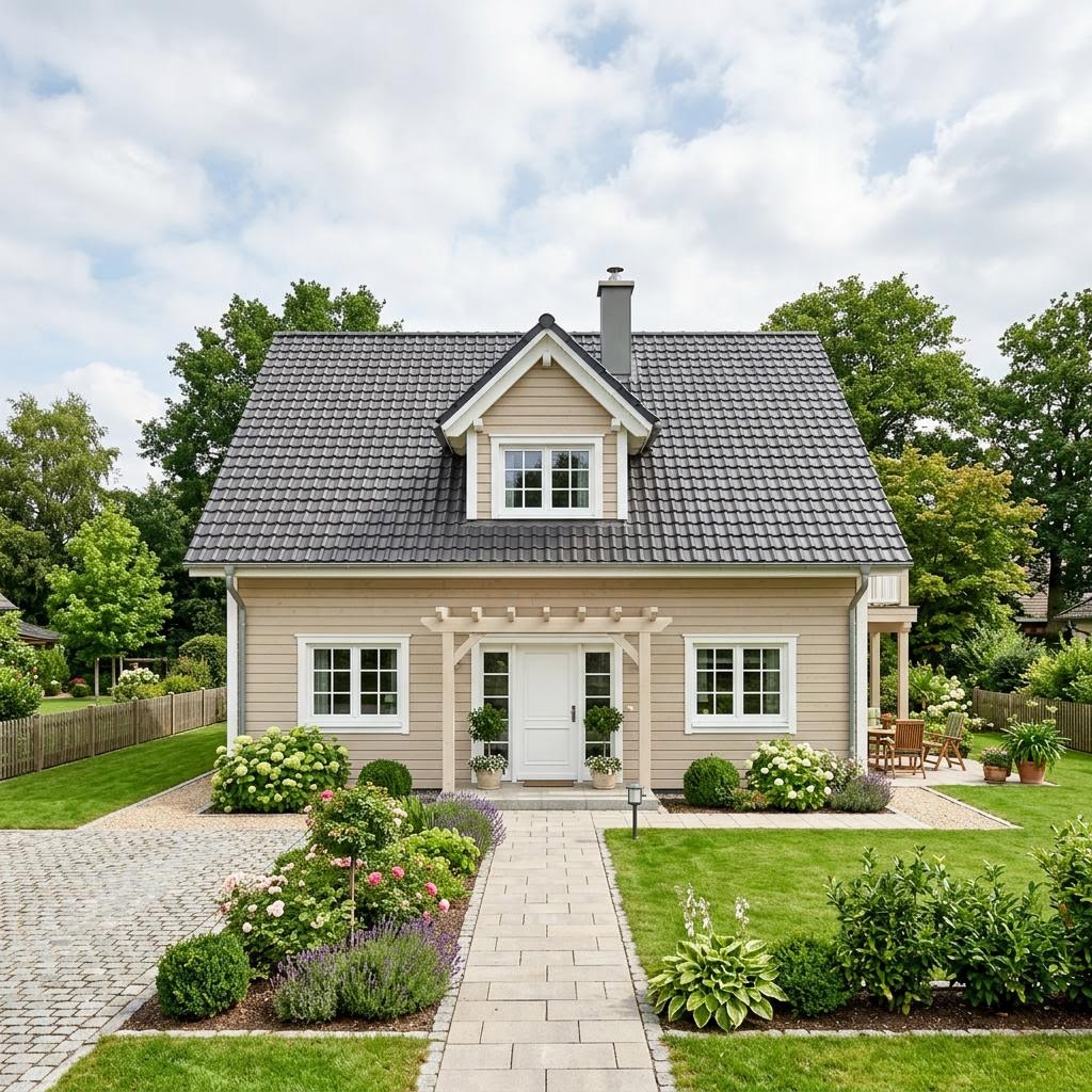 Amerikanisches Haus Cape Cod 134 des Herstellers Greenville — in Holztafelbauweise, rund 134 m²