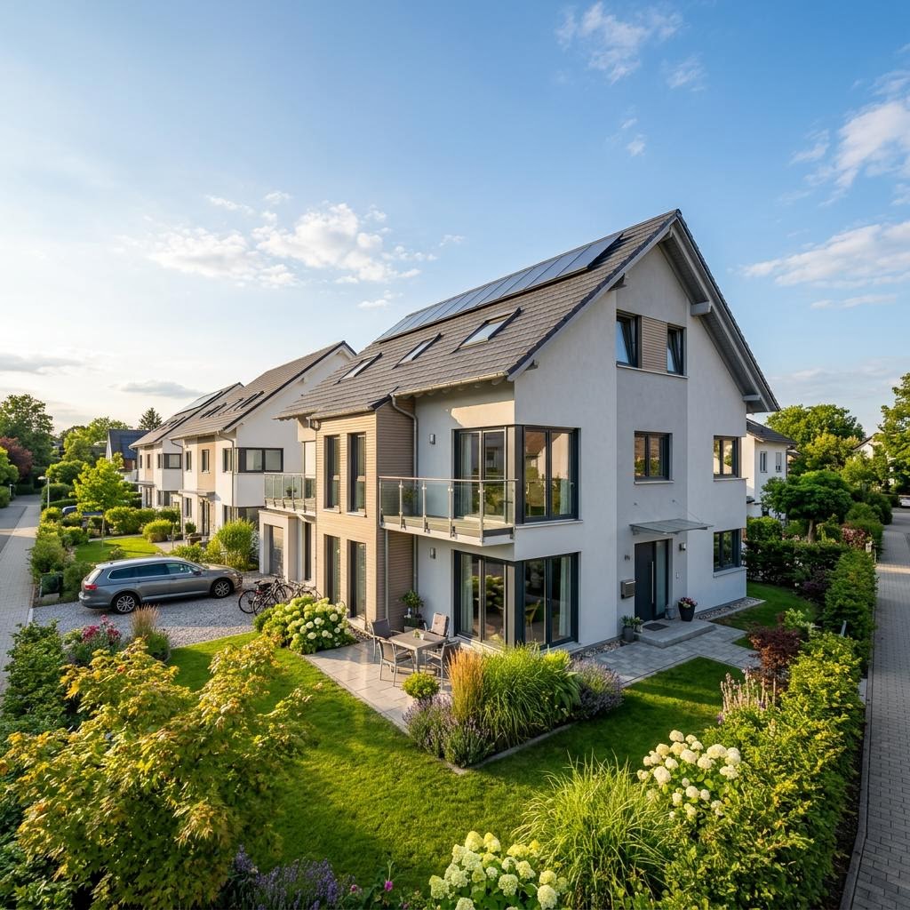 Reihenhaus Reihenendhaus Cascada R144 des Herstellers GUSSEK HAUS mit Satteldach und 144 m² Wohnfläche