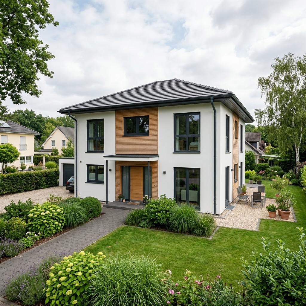 Stadtvilla Selbstbau Aura 165 des Herstellers Gussek Haus mit Walmdach — Ausbauhaus mit 165 m² und viel Licht