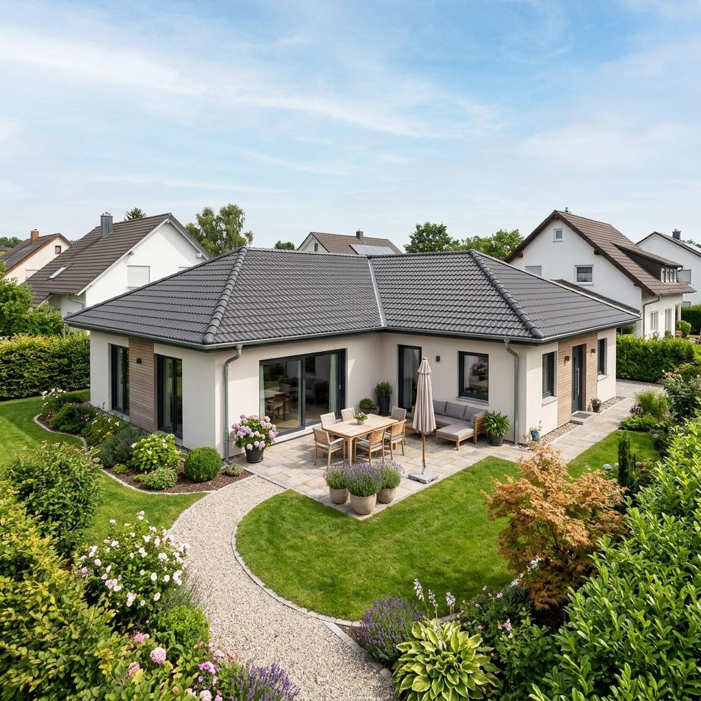 Bungalow Winkelbungalow Krüppel 124 des Herstellers GUSSEK HAUS mit Krüppelwalmdach — 124 m²