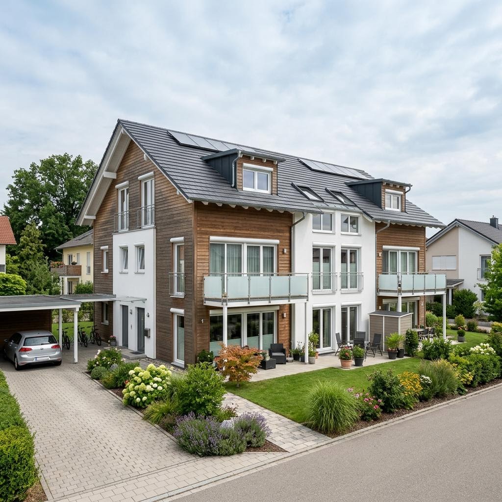 Mehrfamilienhaus 3 Wohneinheiten Kompakt des Herstellers Haas Fertigbau — Fertighausmodell mit rund 300 m²