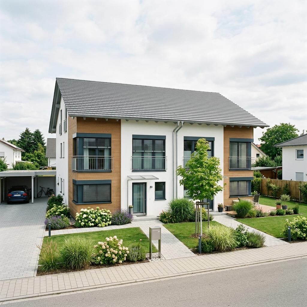 Mehrfamilienhaus Doppelhaus Vermietung des Herstellers Haas Fertigbau — Fertighausmodell mit rund 240 m²