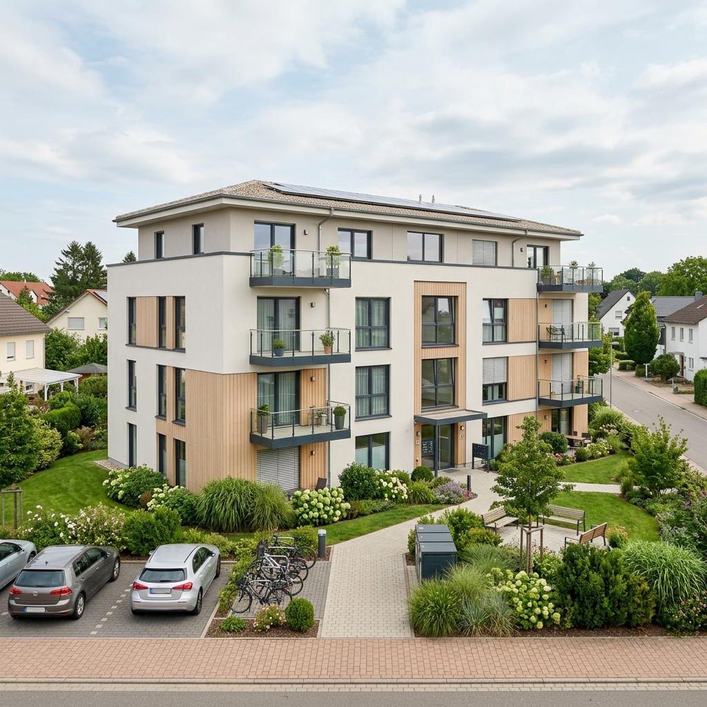 Mehrfamilienhaus Stadthaus 8 Wohneinheiten des Herstellers Haas Fertigbau — Fertighausmodell mit rund 640 m²